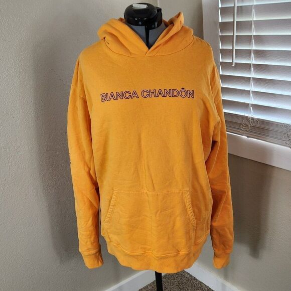 Bianca Chandon Yogi Pullover Hoodie Size XL Orange stars - Picture 2 of 16